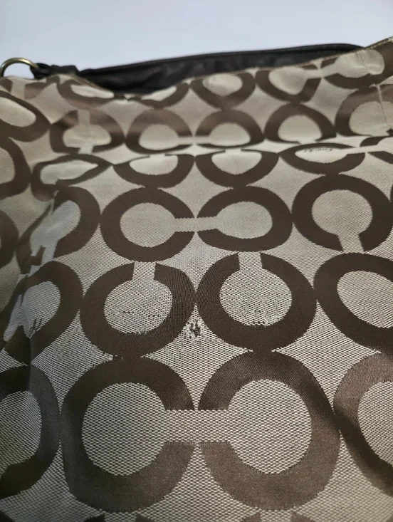 PROJECT Coach Kristen Hobo Tan Brown Sateen Canvas Monogram Slouchy Shoulder Bag - Picture 7 of 15